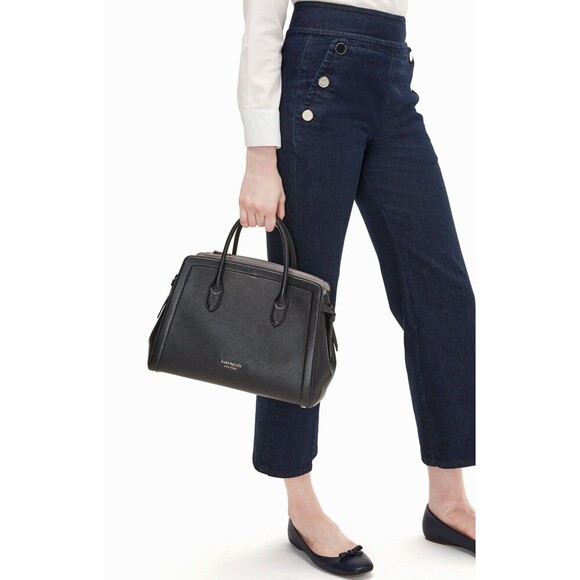 New Kate Spade Knott Pebble Leather Large Satchel Leather Black - Picture 8 of 8
